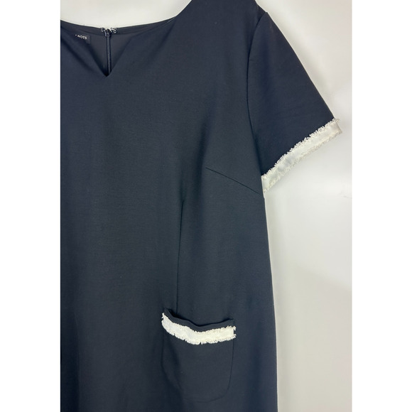 Talbots Ponte Shift Dress Fringe Pockets Black White Stretch Lined Plus Size 22W - Picture 4 of 11